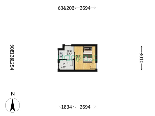 薪愿居一期 1室0厅1卫 23平方