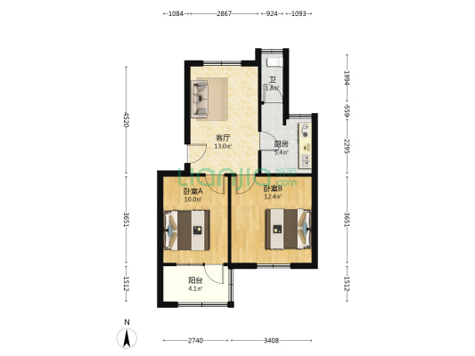 林勘院 2室1厅1卫 57平方