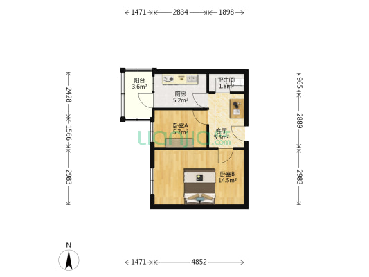 宏图小区 2室1厅1卫 48平方