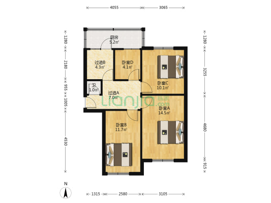 二十七中宿舍 4室0厅1卫 68平方