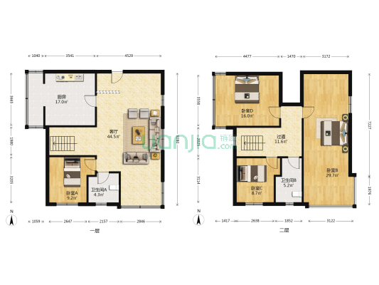 文园别墅 4室1厅2卫 163平方