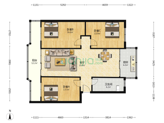 武警家属院 3室1厅1卫 118平方