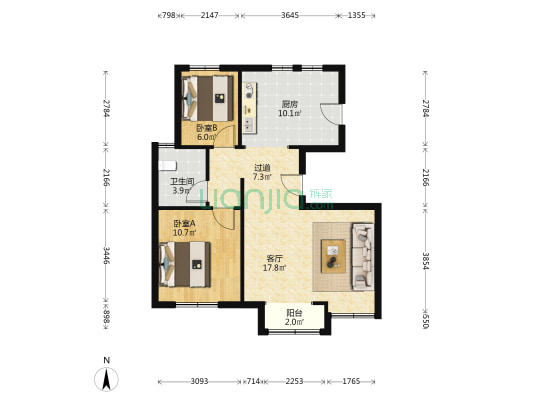 宝德云湾 2室1厅1卫 82平方