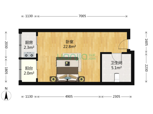 宝龙公寓 1室0厅1卫 43平方