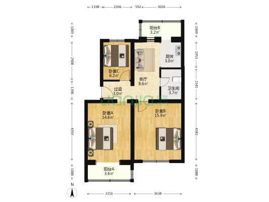 东货场路40号院 3室1厅1卫 82平方