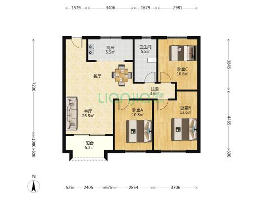 藏龙御景2期 3室1厅1卫 114平方