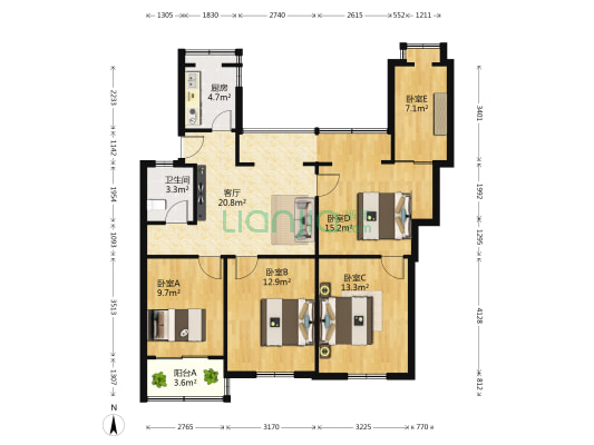 仙岳东村 5室1厅1卫 110平方