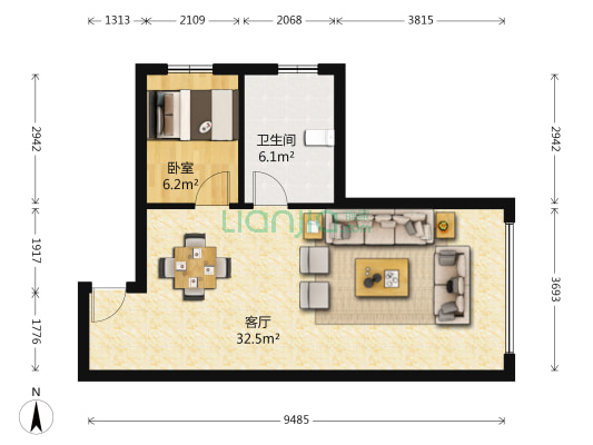 玲珑家园 1室1厅1卫 111平方