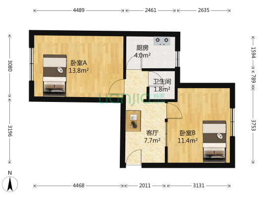 万宝街 2室1厅1卫 53平方