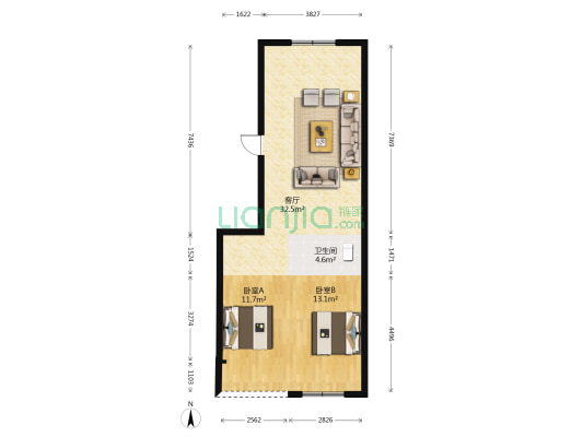 茂泰大楼 2室1厅1卫 86平方