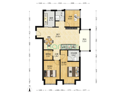 仙踪苑 3室1厅2卫 97平方