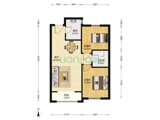 文昌居 2室1厅1卫 94平方