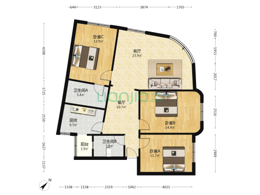 棠湖东路二段64号 3室2厅2卫 111平方