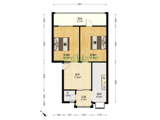 襄烟金城区家属院 2室1厅1卫 71平方