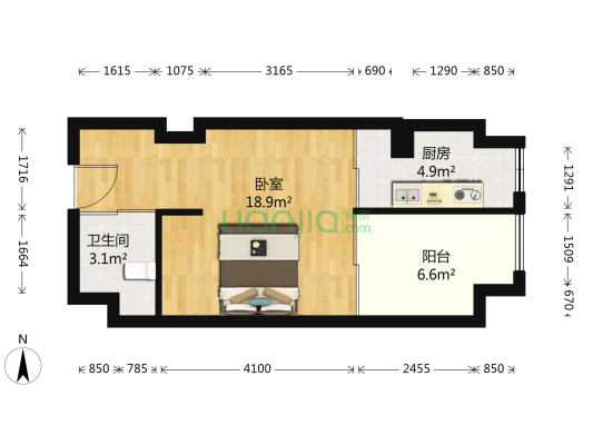 万宝城 1室0厅1卫 50平方
