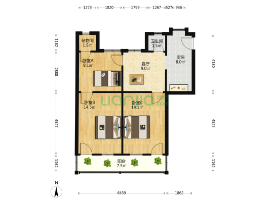 合肥一中生活区 3室1厅1卫 75平方