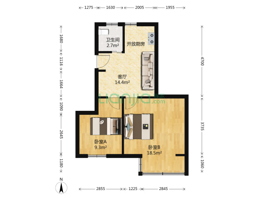 墨水湖路16到82号 2室1厅1卫 54平方