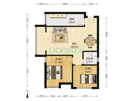 云峰阁 2室1厅1卫 83平方