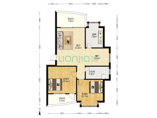 玉和花园 2室2厅1卫 101平方