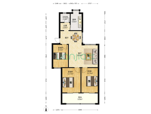 营山佳园 3室1厅1卫 96平方