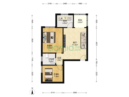 大户人家 2室1厅1卫 63平方