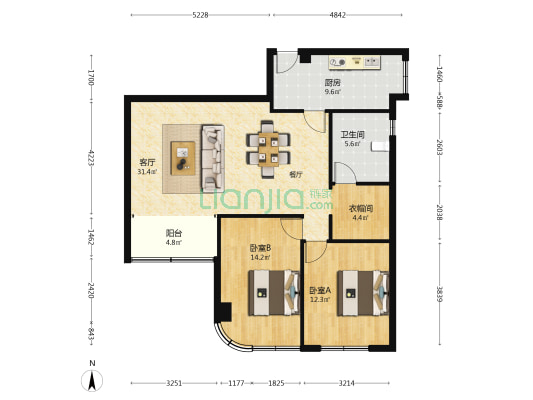 燕兴大厦 2室1厅1卫 114平方