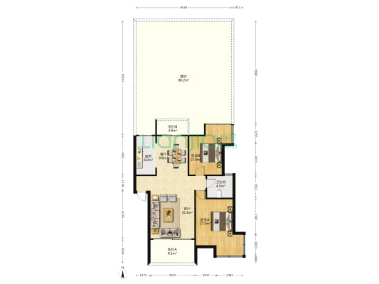 晶华美郡 2室2厅1卫 90平方