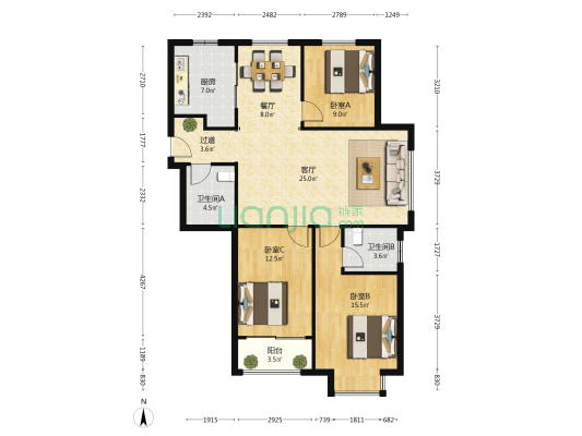金都世纪城 3室2厅2卫 132平方