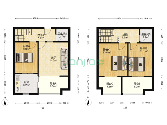 藏龙福地 3室1厅2卫 105平方