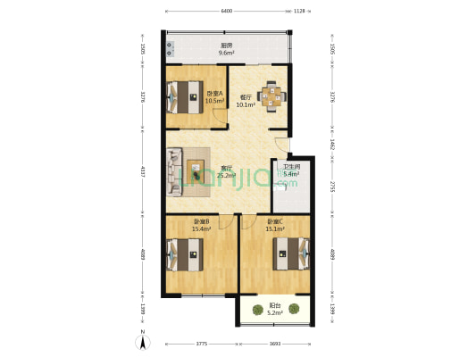 西河苑小区 3室2厅1卫 114平方