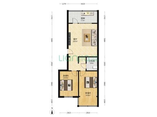 职工医院家属院（西津西路） 2室1厅1卫 86平方