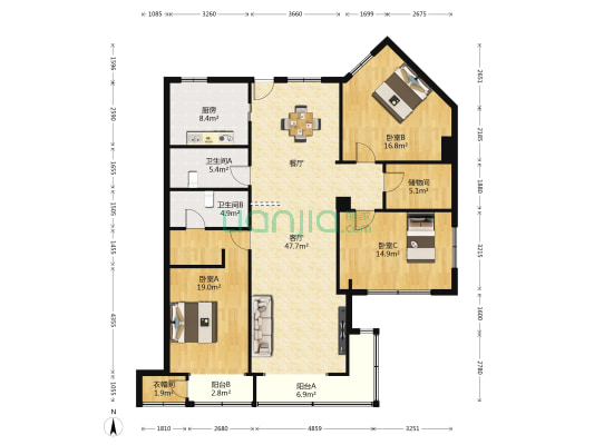 宾都苑 3室1厅2卫 193平方