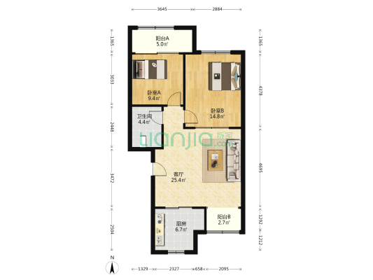 庄子社区 2室1厅1卫 87平方