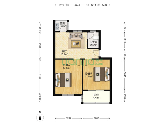 杨庄北村 2室1厅1卫 58平方