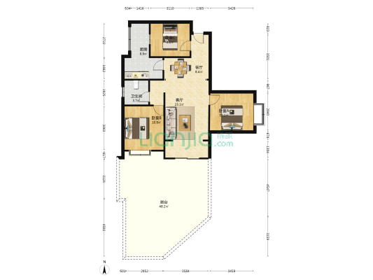 阿里阳光 3室2厅1卫 94平方