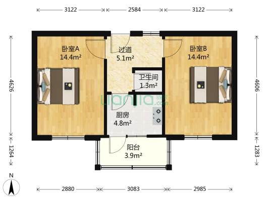 复兴大街4/6号院 2室0厅1卫 52平方