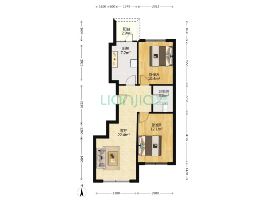泰和居 2室1厅1卫 82平方