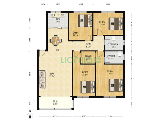 富豪花园南区 4室1厅2卫 152平方