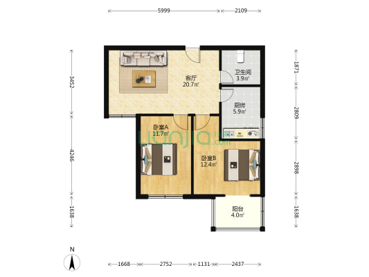 芙蓉花苑三期C区 2室1厅1卫 92平方