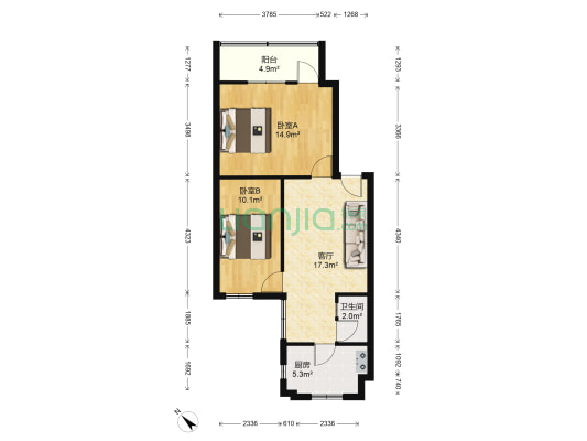 郊山路27号 2室1厅1卫 63平方