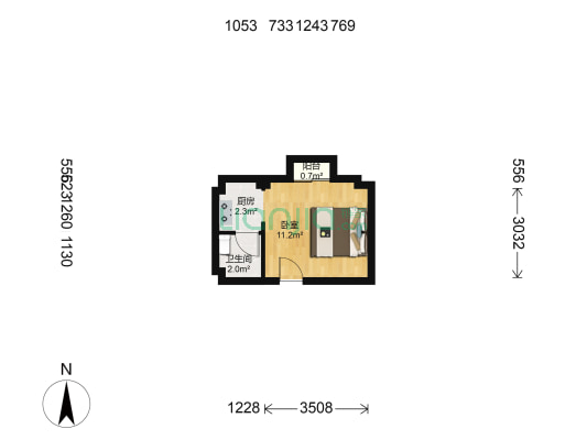 都市阳光 1室0厅1卫 24平方