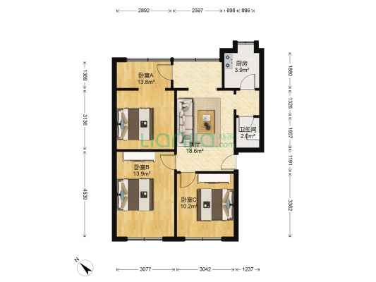 文华路14号 3室1厅1卫 80平方