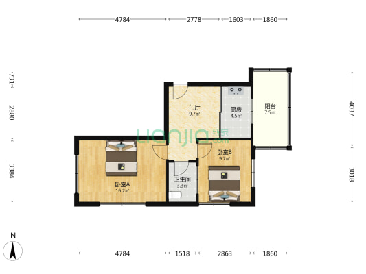 香化街 2室0厅1卫 59平方