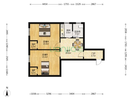 人民北路 2室1厅1卫 65平方