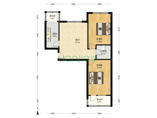 此房本满五年，采光充足，视野宽阔，地理位置好-户型图
