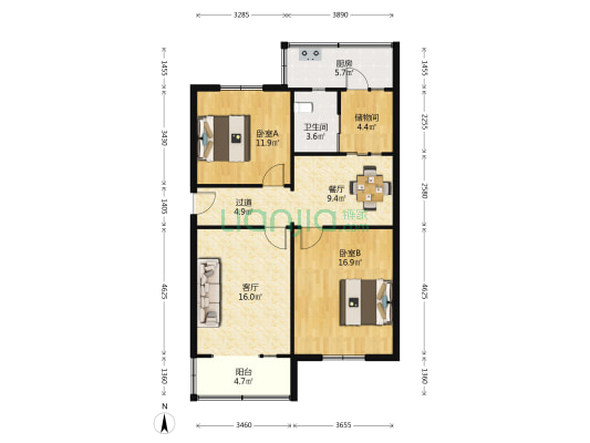 17号18号楼居民小区 2室2厅1卫 116平方