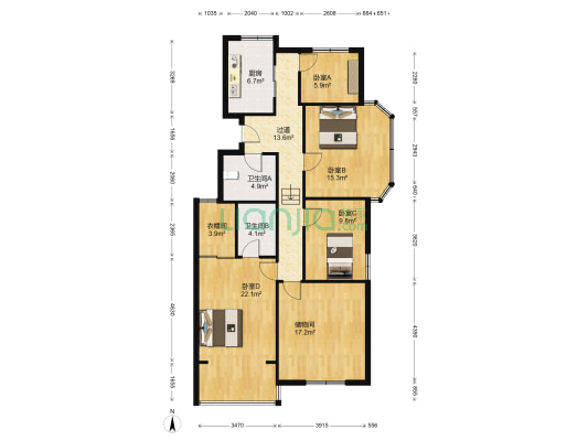 盛德嘉苑 4室0厅2卫 128平方