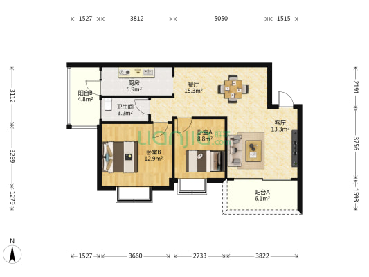 鑫业园 2室2厅1卫 89平方