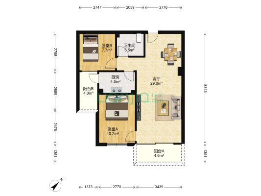 一品天下C区 2室1厅1卫 85平方