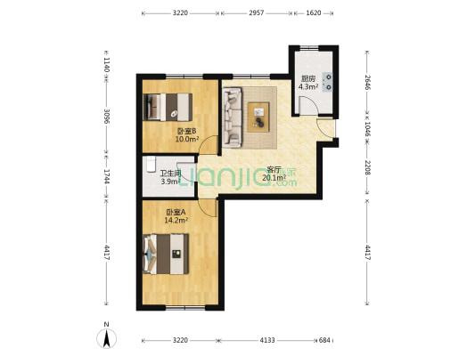 海禄苑小区 2室1厅1卫 74平方